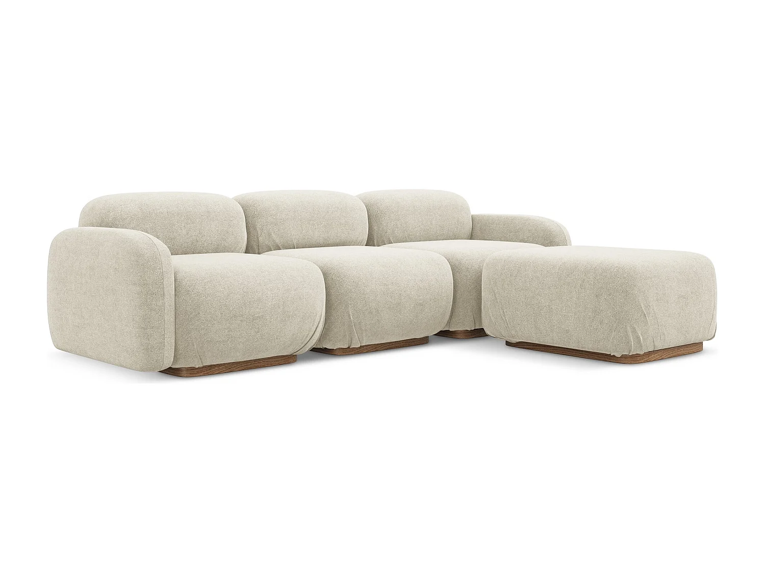 Canapé d'angle réversible en tissu bouclette - beige clair - AILANI