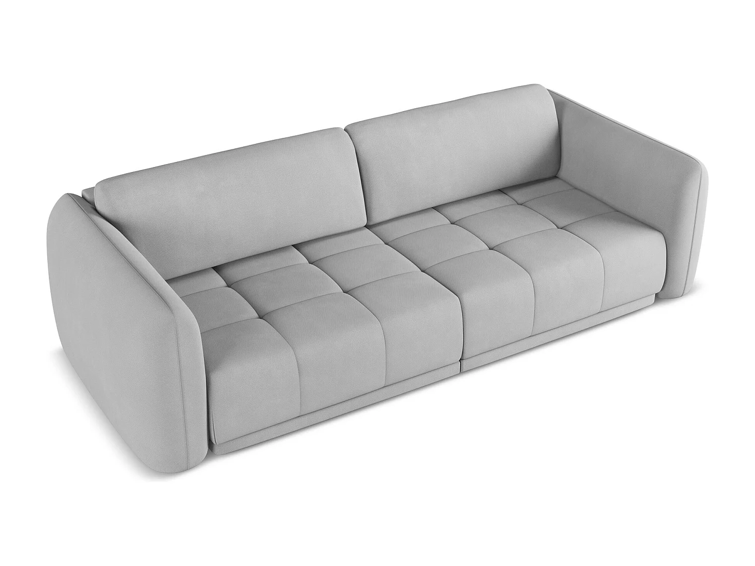 Driezitsbank van lichtgrijs chenille stof - HOKU