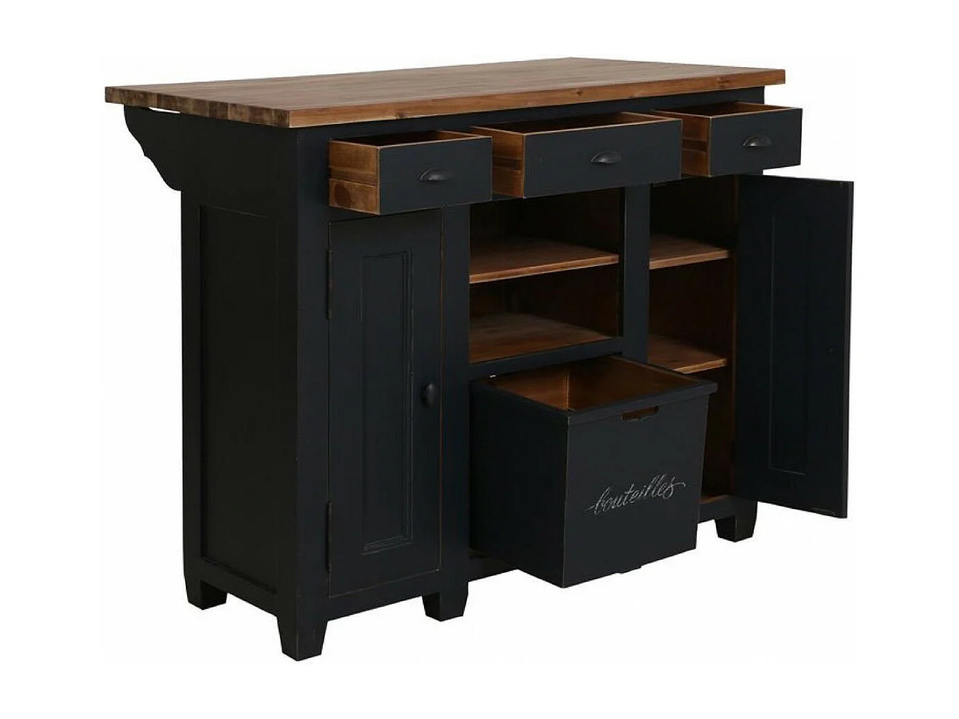 Comptoir bar Bois Noir - Brocante Interior's