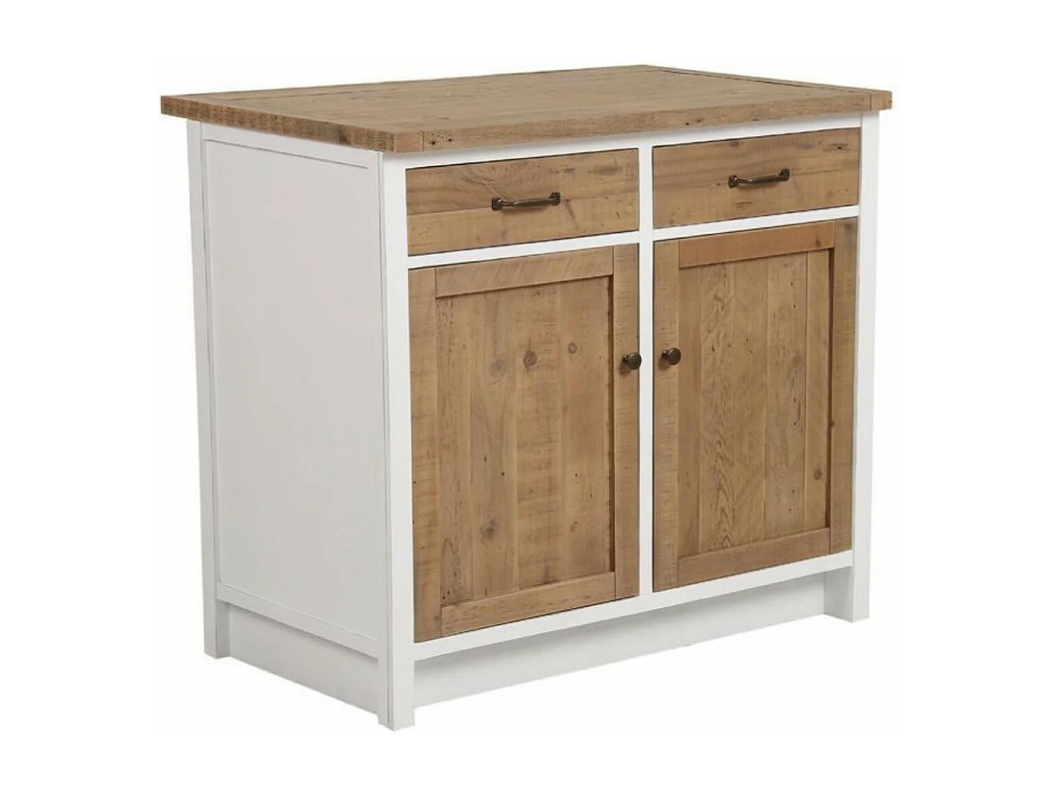 Meuble de cuisine bas 2 portes 2 tiroirs Bois Blanc - Rivages Interior's