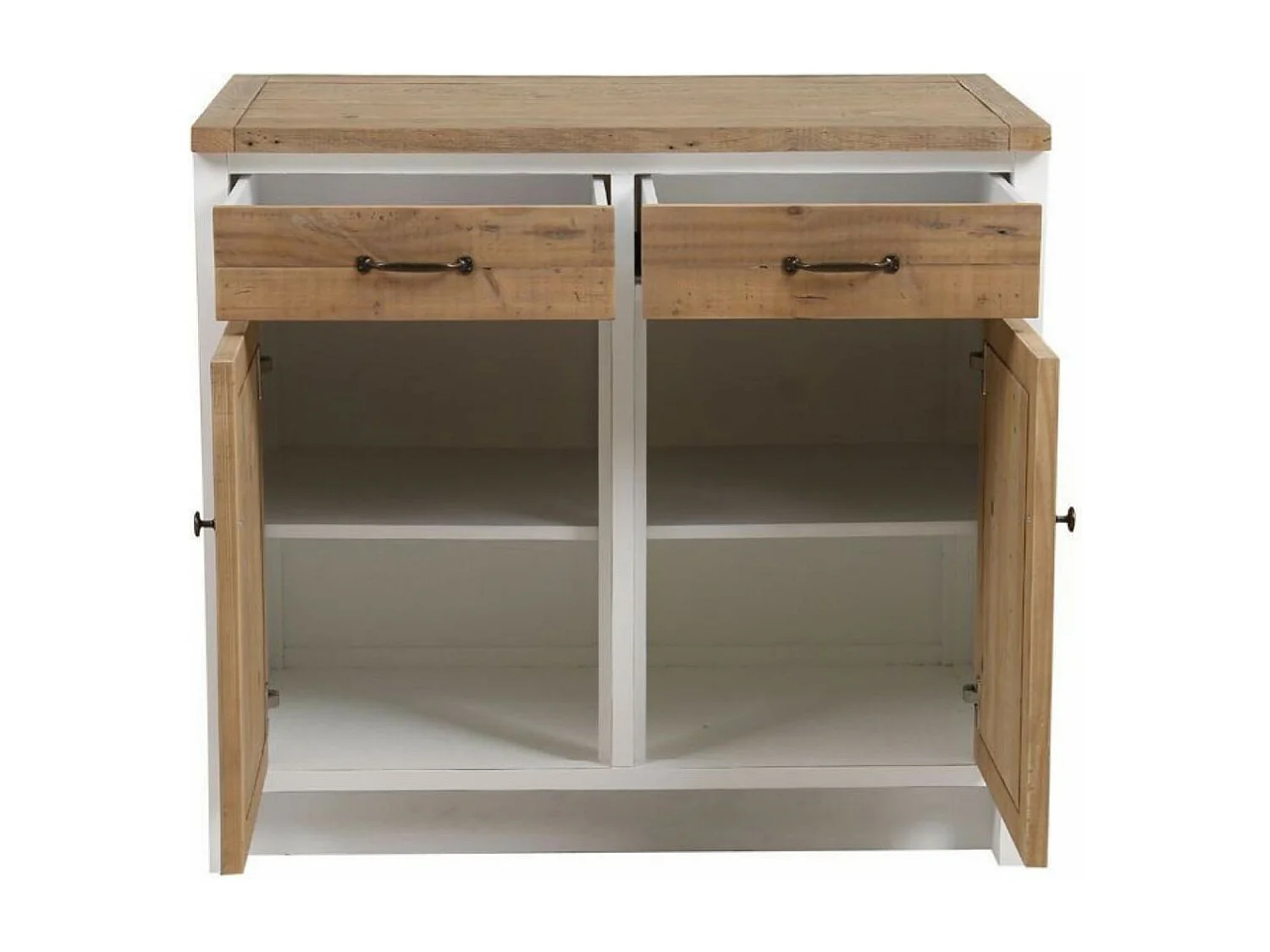 Meuble de cuisine bas 2 portes 2 tiroirs Bois Blanc - Rivages Interior's