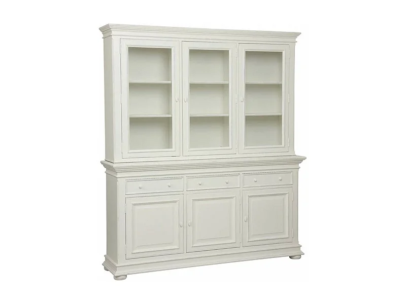 Buffet 3 portes vitrées MDF Blanc - Harmonie Interior's