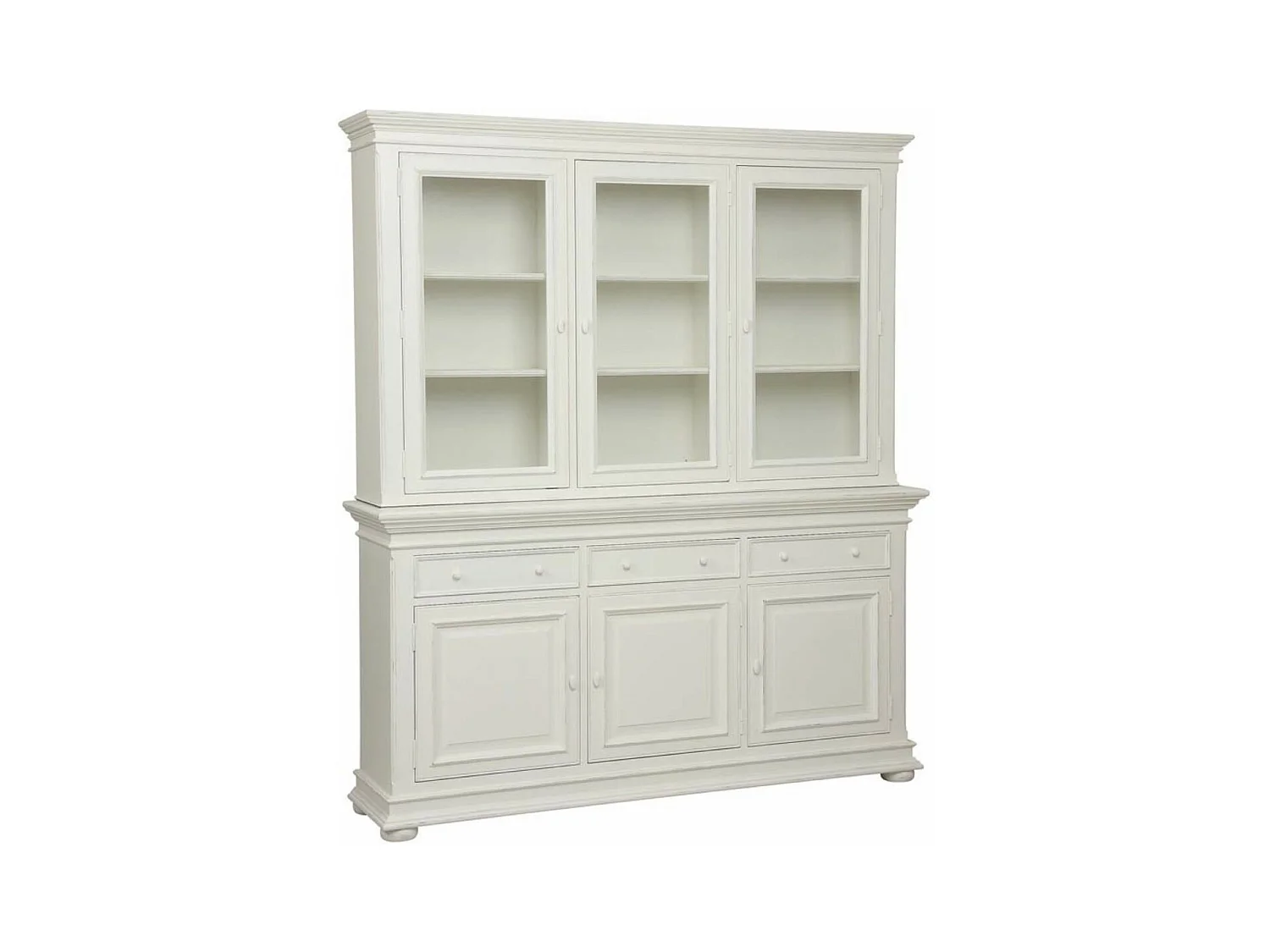 Buffet 3 portes vitrées MDF Blanc - Harmonie Interior's
