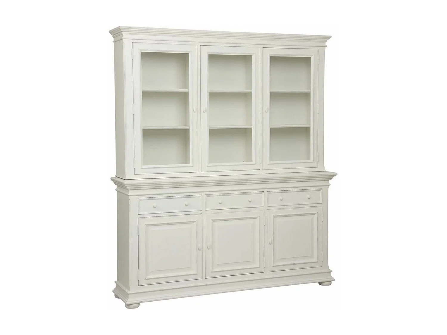 Buffet 3 portes vitrées MDF Blanc - Harmonie Interior's