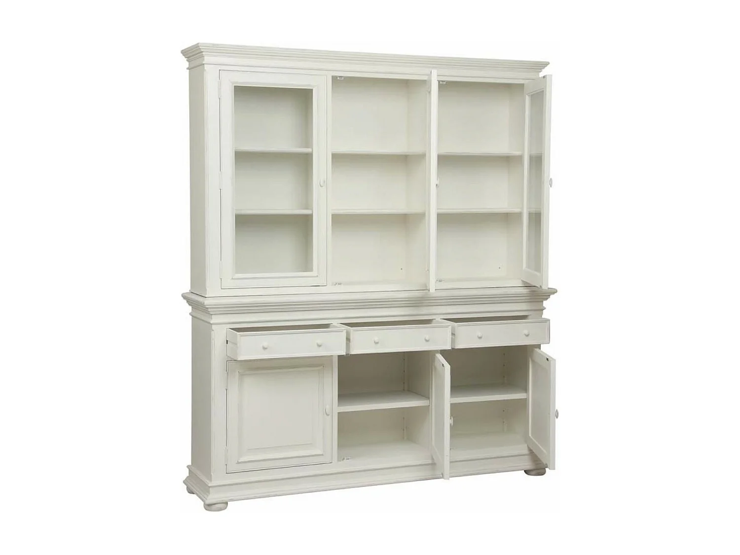 Buffet 3 portes vitrées MDF Blanc - Harmonie Interior's