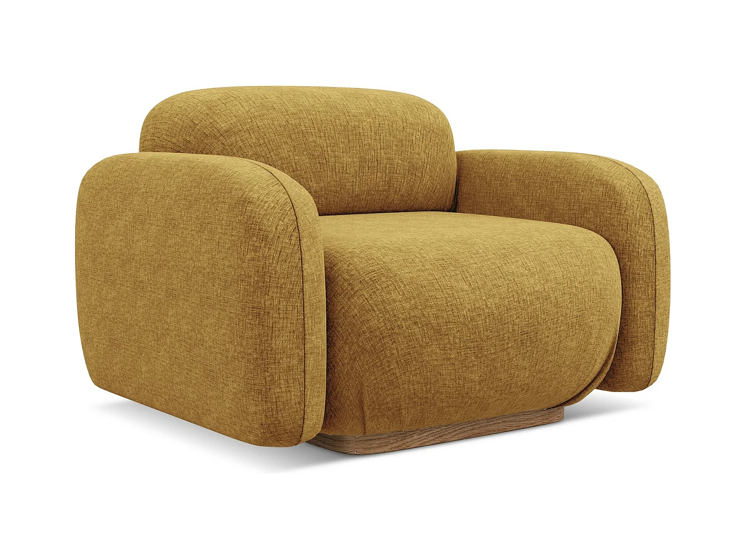 Fauteuil van mosterd chenille stof - AILANI