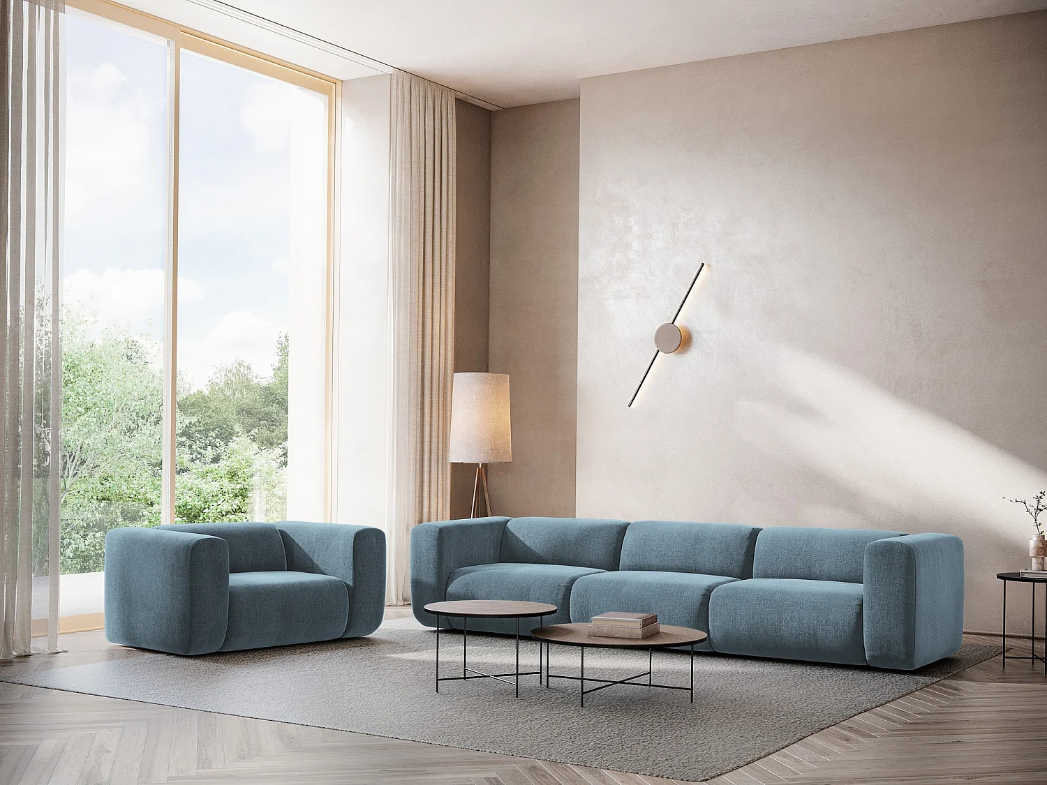 Fauteuil van jeans chenille stof - EKAHI