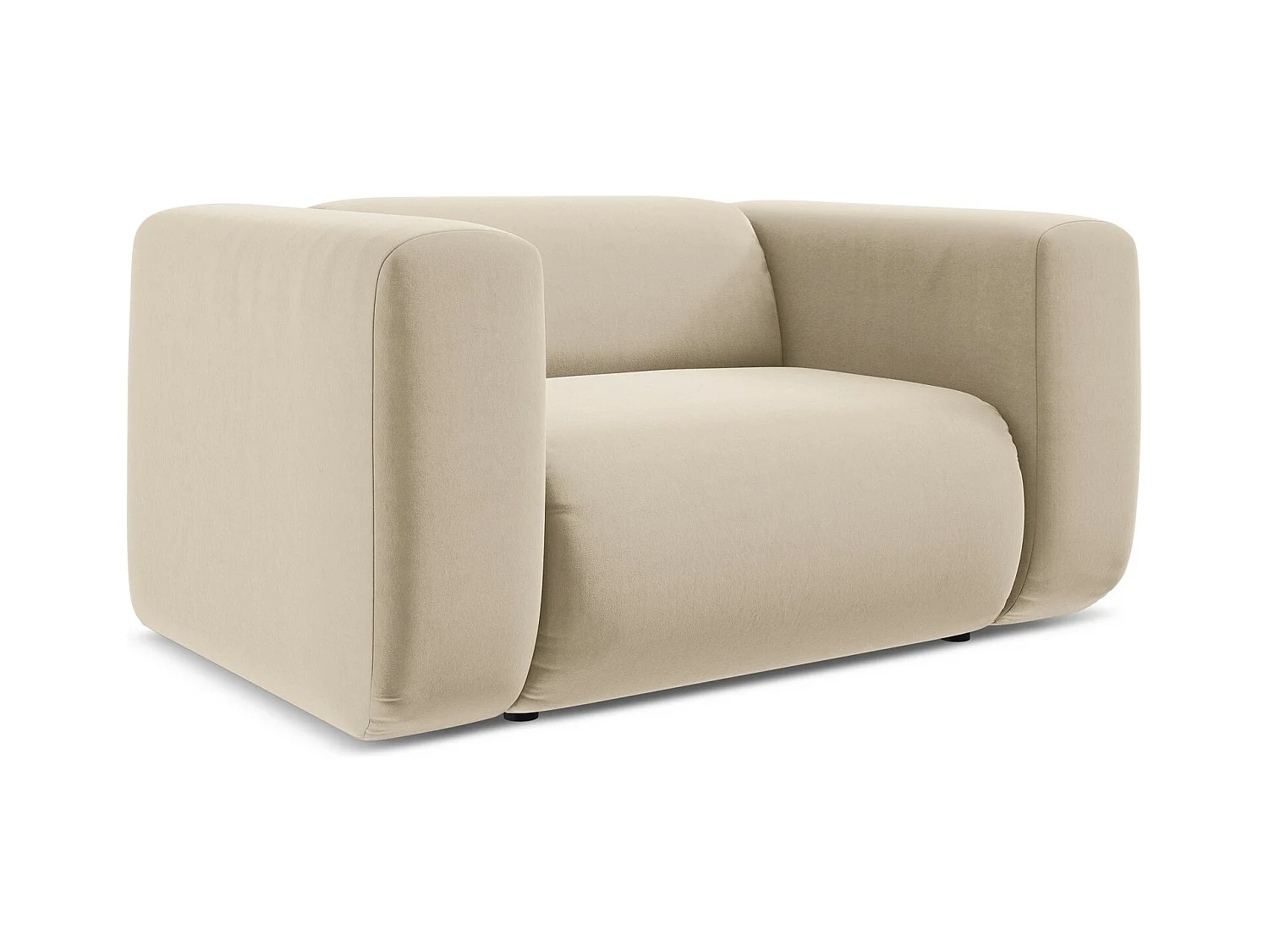 Fauteuil en velours - beige clair - EKAHI