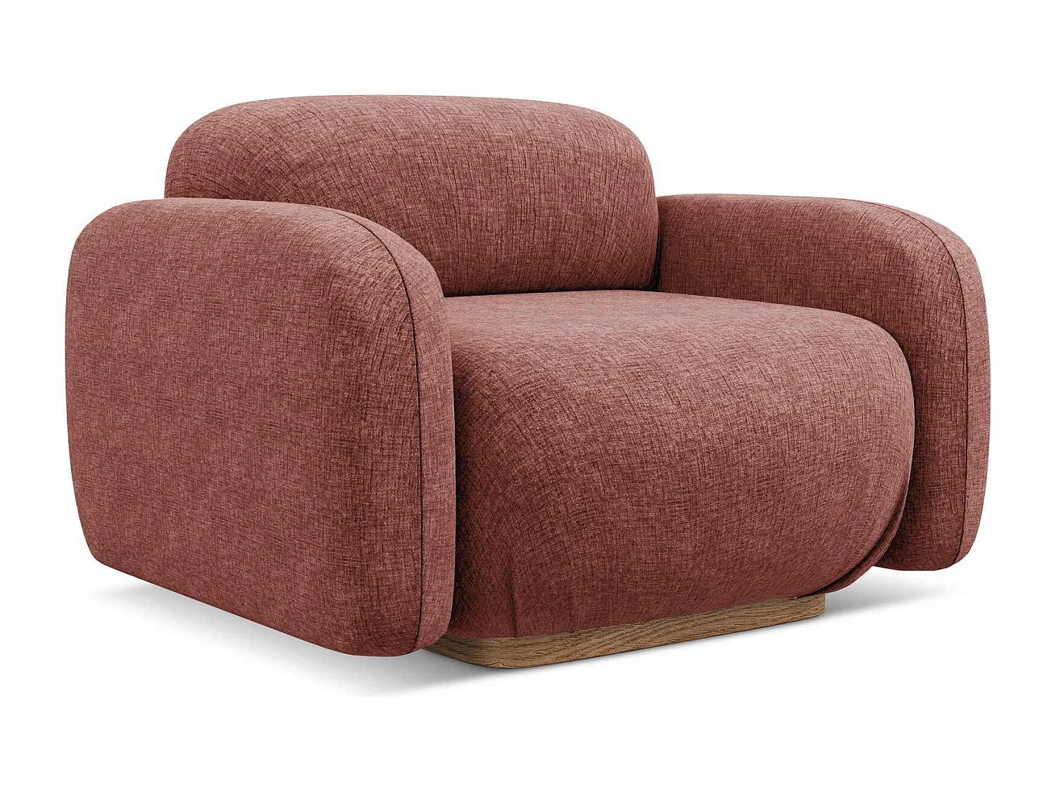Fauteuil van gedempt roze chenille stof - AILANI