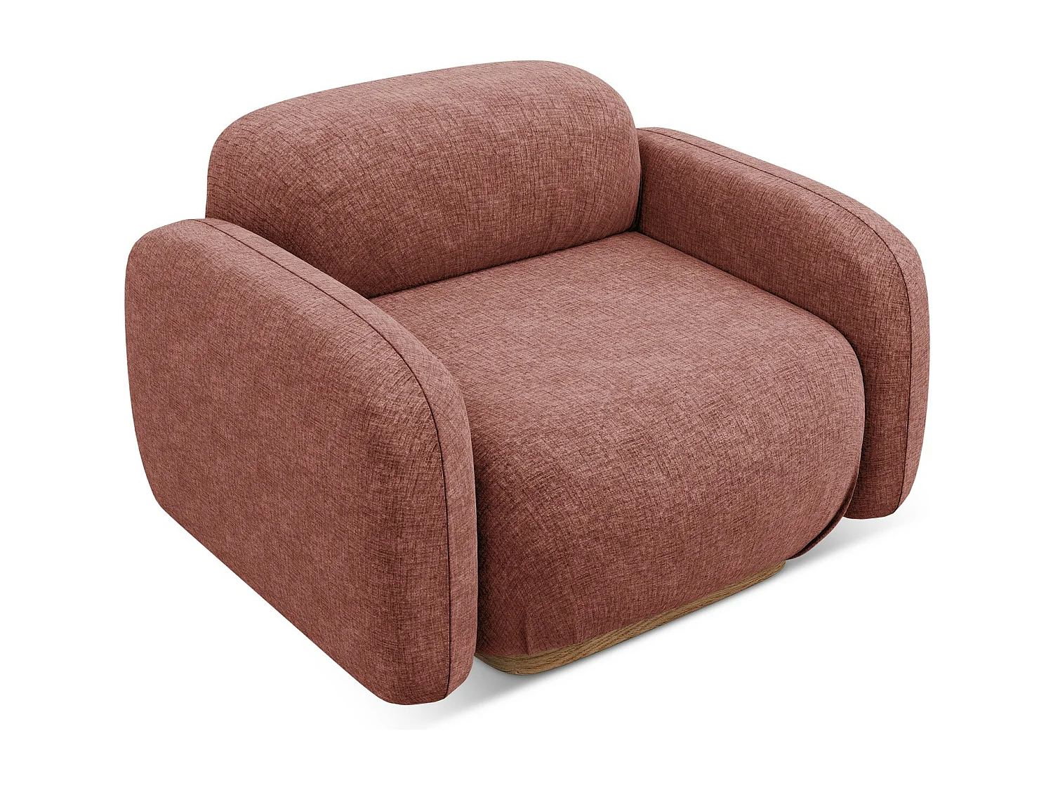 Fauteuil van gedempt roze chenille stof - AILANI