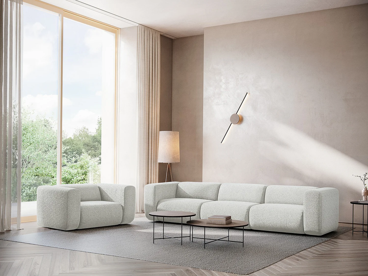 Fauteuil en tissu texturé - beige - EKAHI