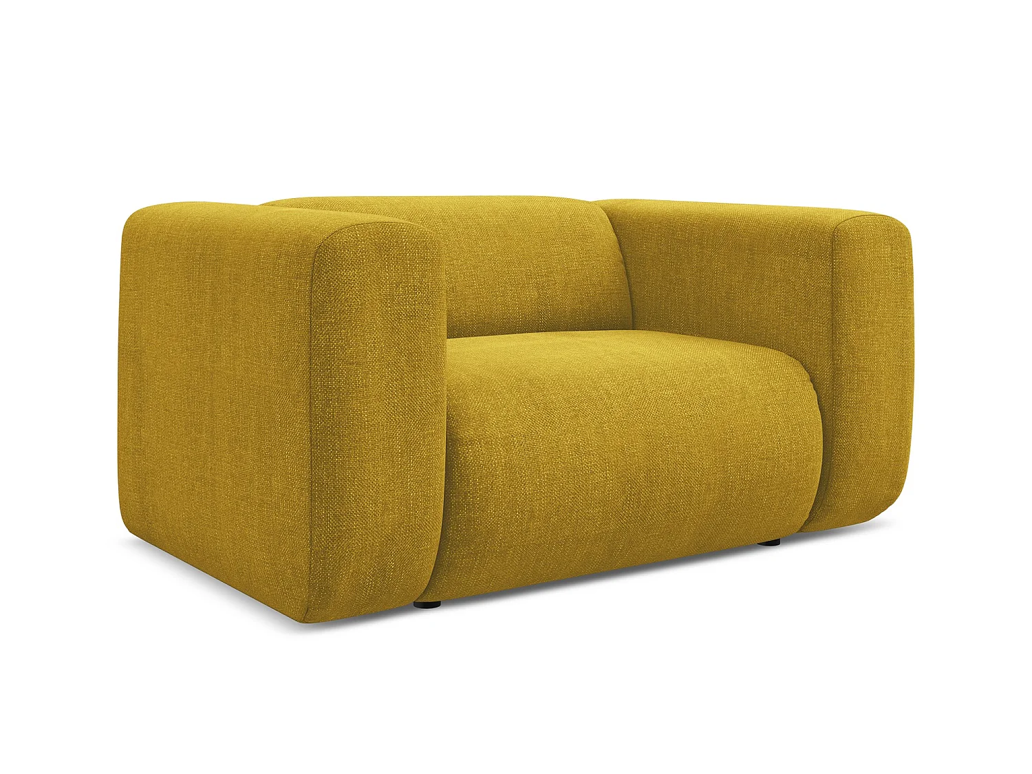 Fauteuil en tissu chenille - moutarde - EKAHI