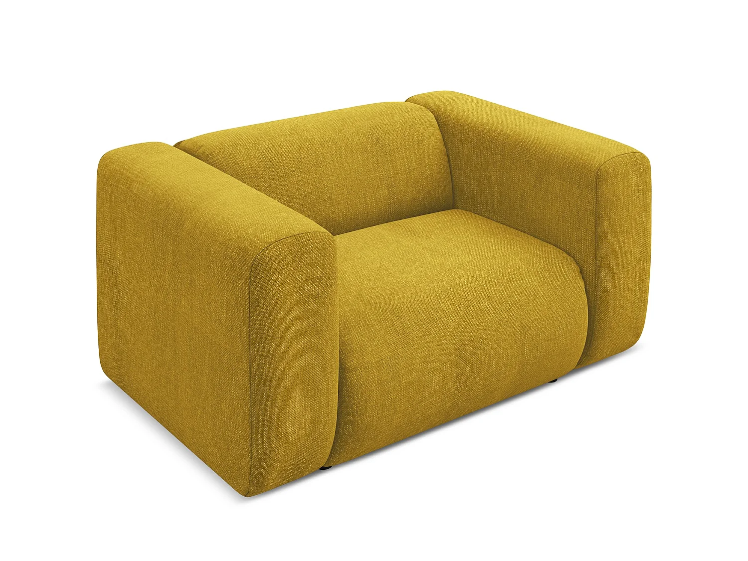 Fauteuil en tissu chenille - moutarde - EKAHI