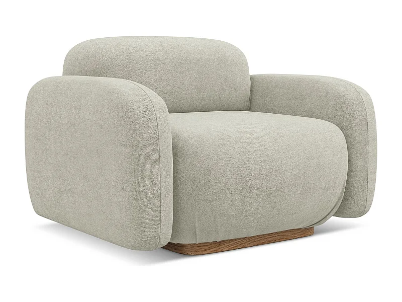 Fotel - z tkaniny bouclé - jasny beż - AILANI