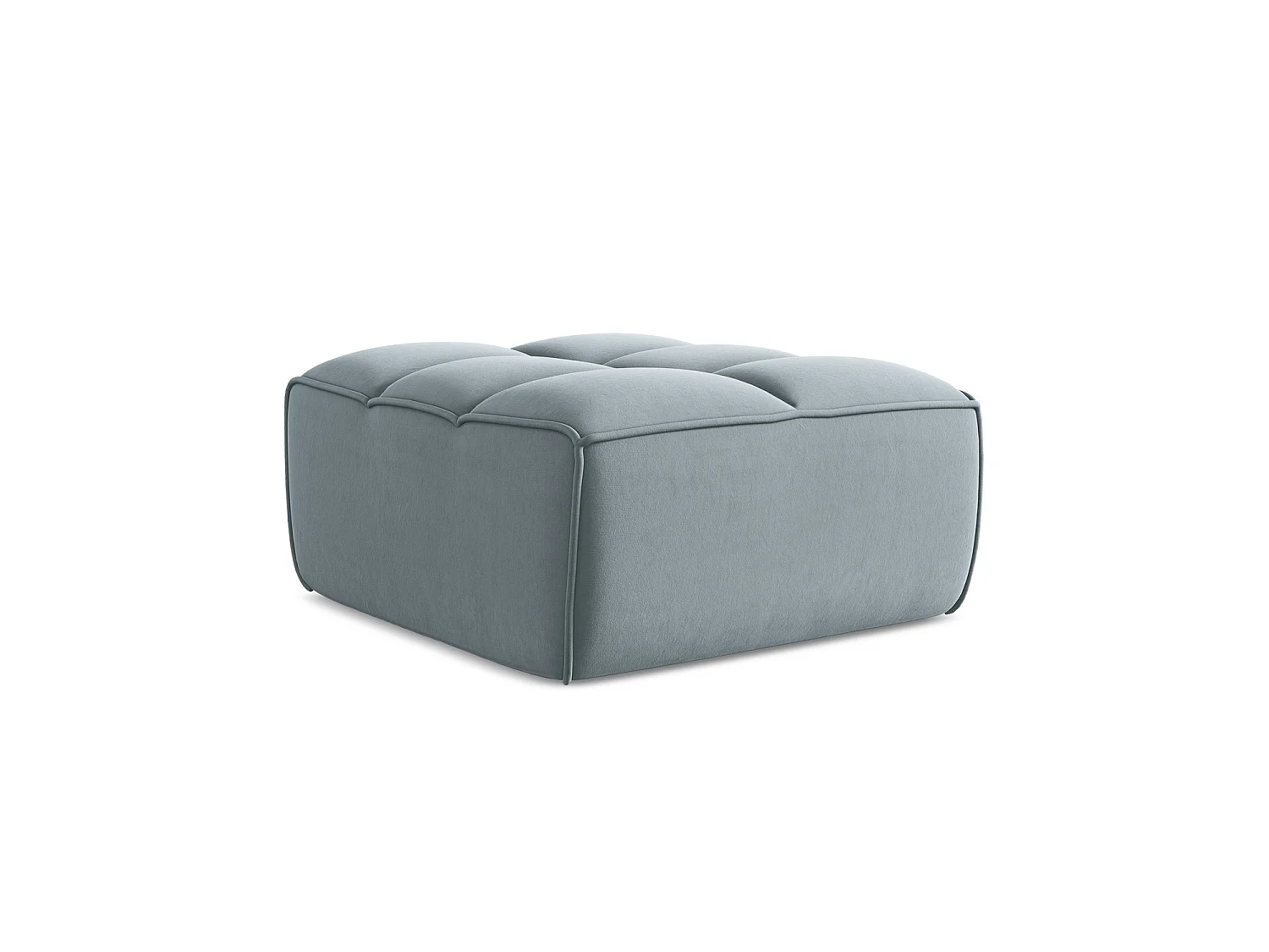 Pouf en velours - bleu clair - BELLUNO