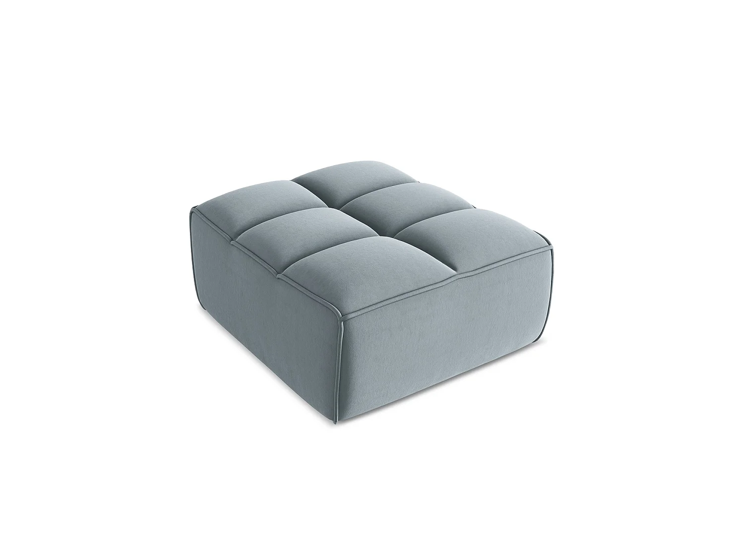 Pouf en velours - bleu clair - BELLUNO