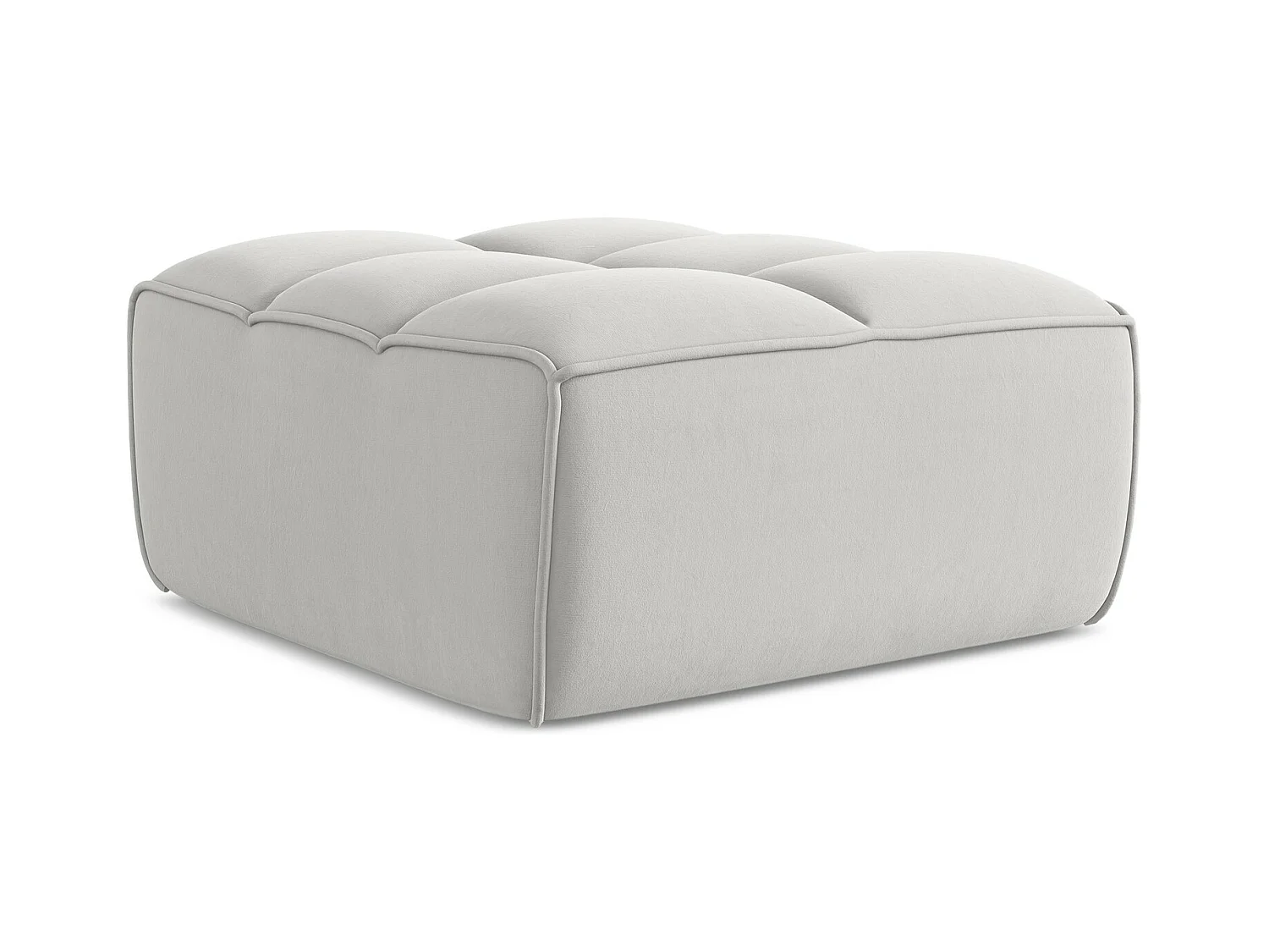 Pouf - Hocker - Samt - Silber - KALAI