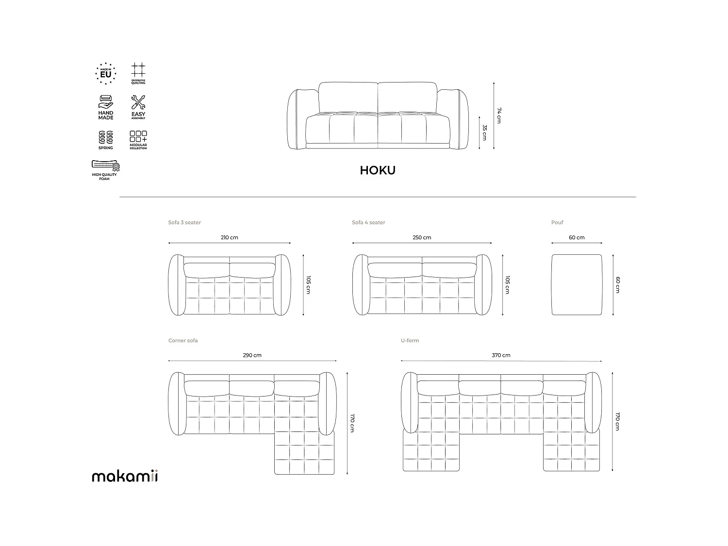 Pufa - z tkaniny welwetowej - szary - HOKU