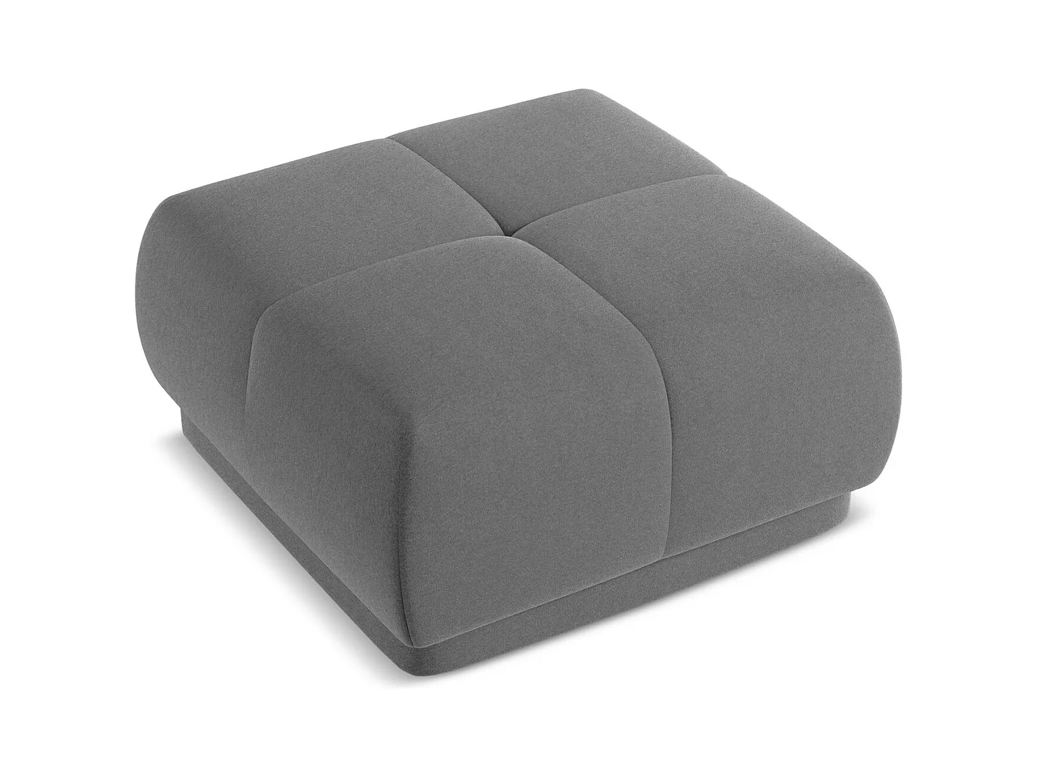 Pufa - z tkaniny welwetowej - szary - HOKU