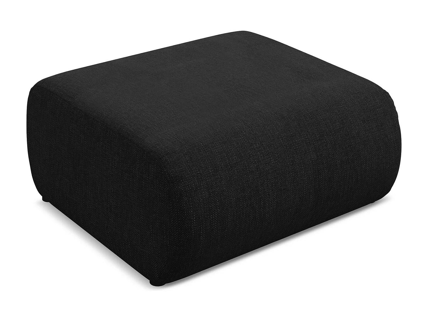 Pouf en tissu chenille - noir - EKAHI