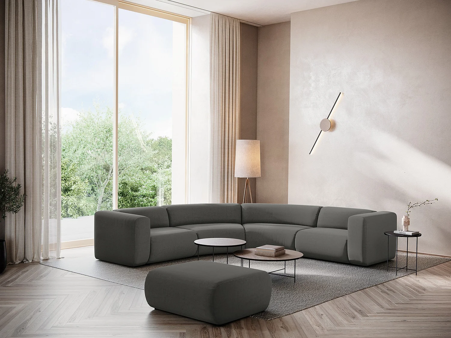 Pouf - Hocker - Samt - Stahl - EKAHI