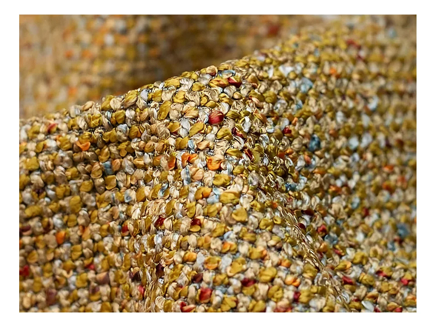 Pufa - z tkaniny strukturalnej - musztardowy - EKAHI