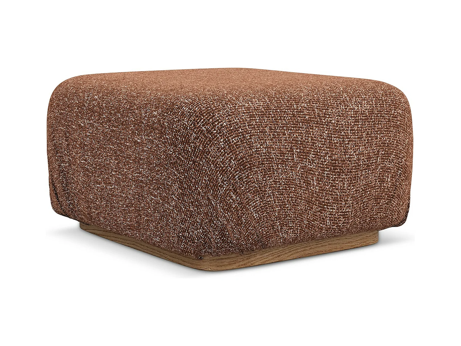Pouf en tissu texturé - terre cuite - AILANI