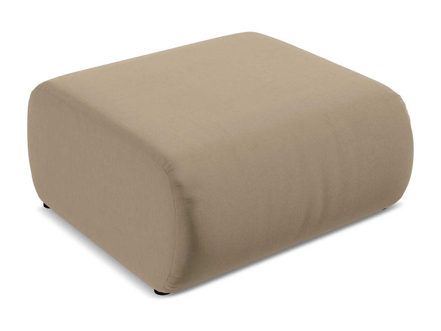 Poef van lichtbeige velours - EKAHI