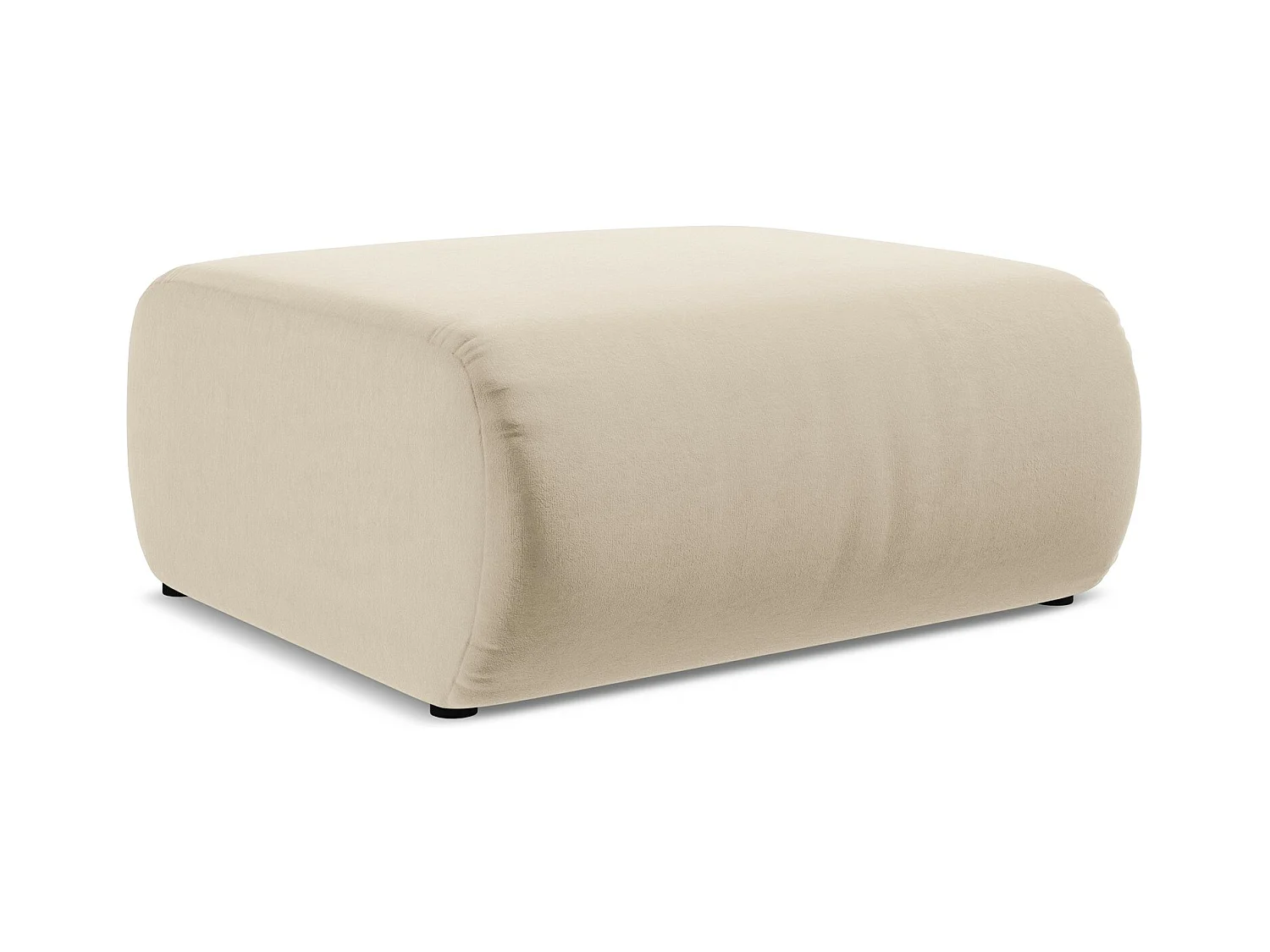 Poef van lichtbeige velours - EKAHI