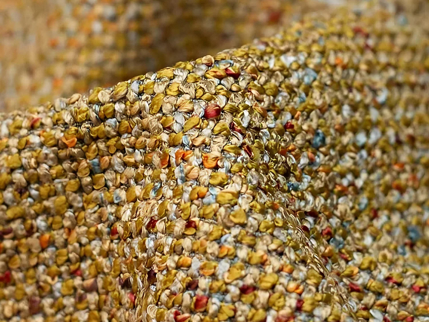 Pouf en tissu texturé - moutarde - KALAI