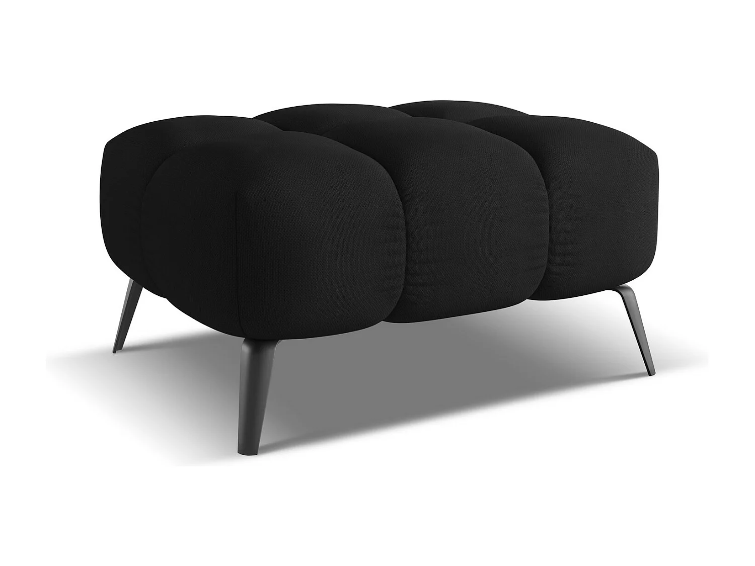 Pouf en tissu chenille - noir - NALU