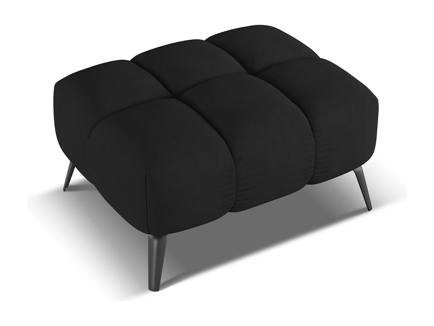 Pouf en tissu chenille - noir - NALU