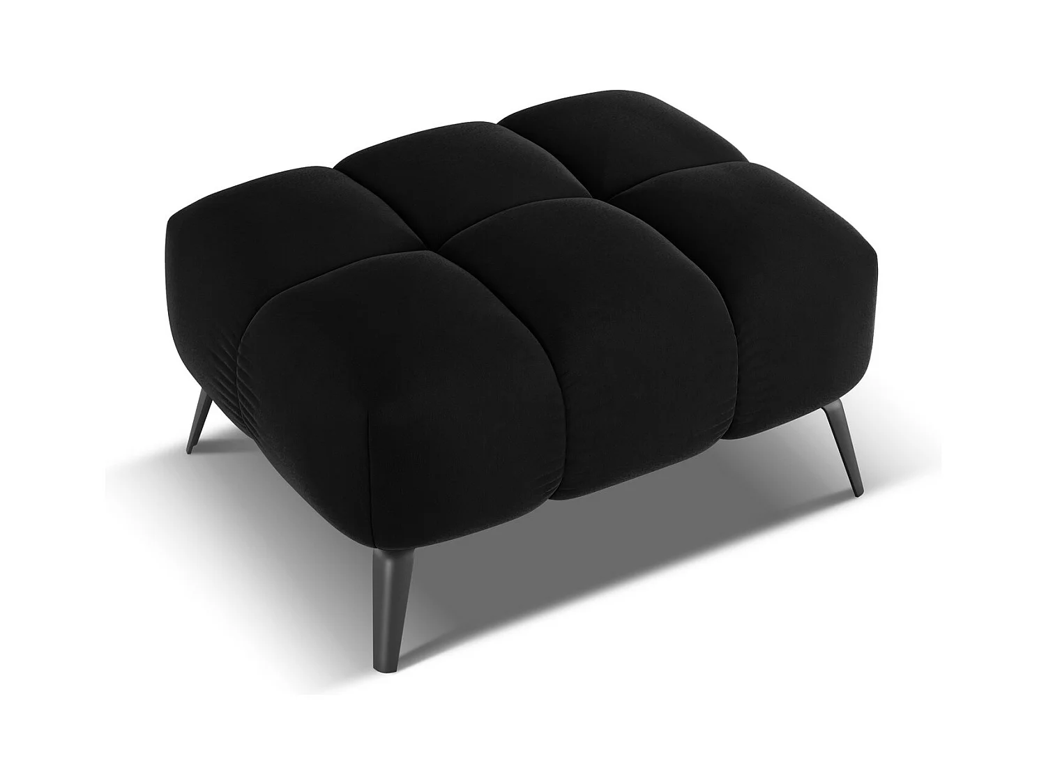 Pouf - Hocker - Samt - Schwarz - NALU