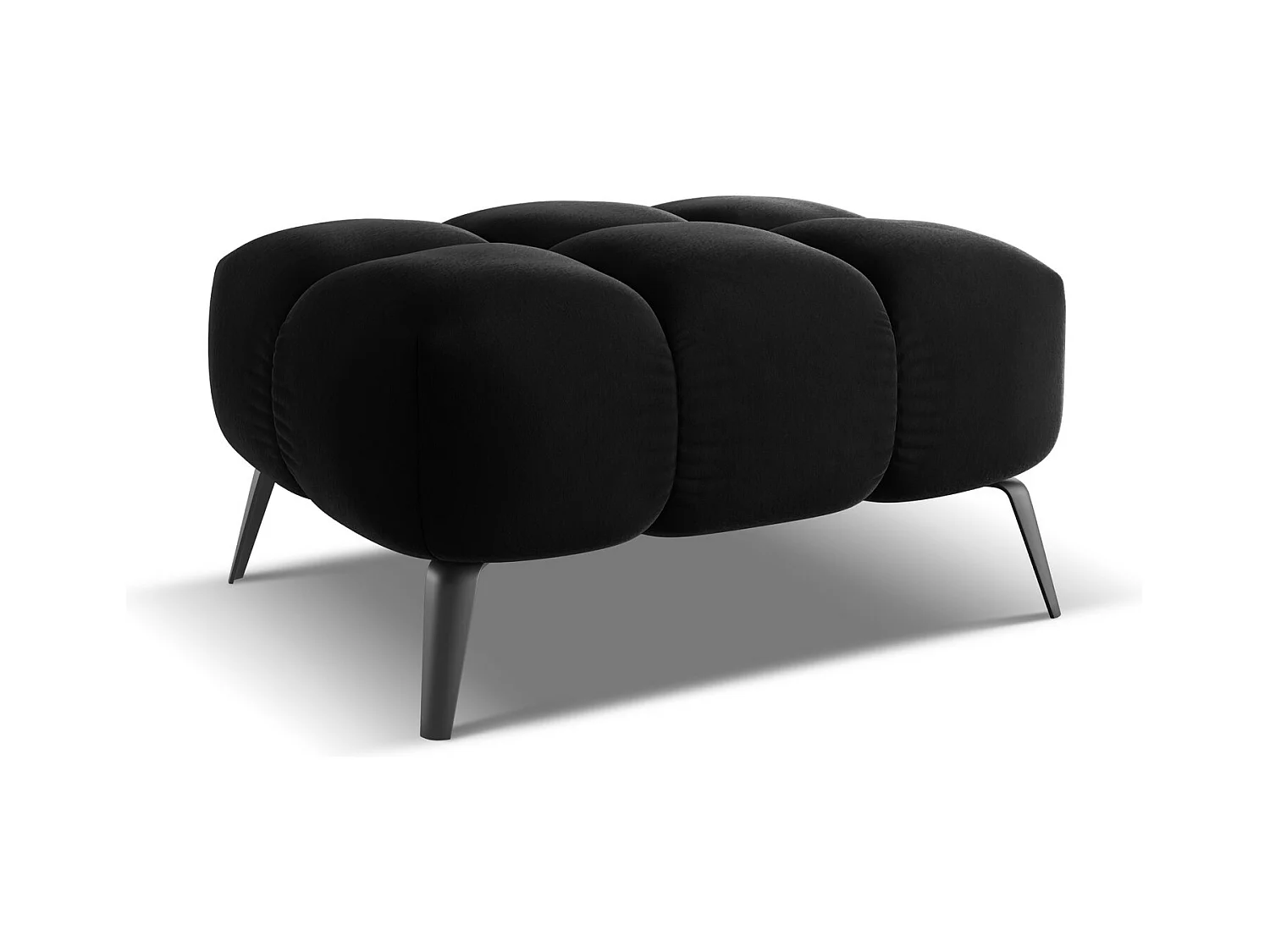 Pouf en velours - noir - NALU