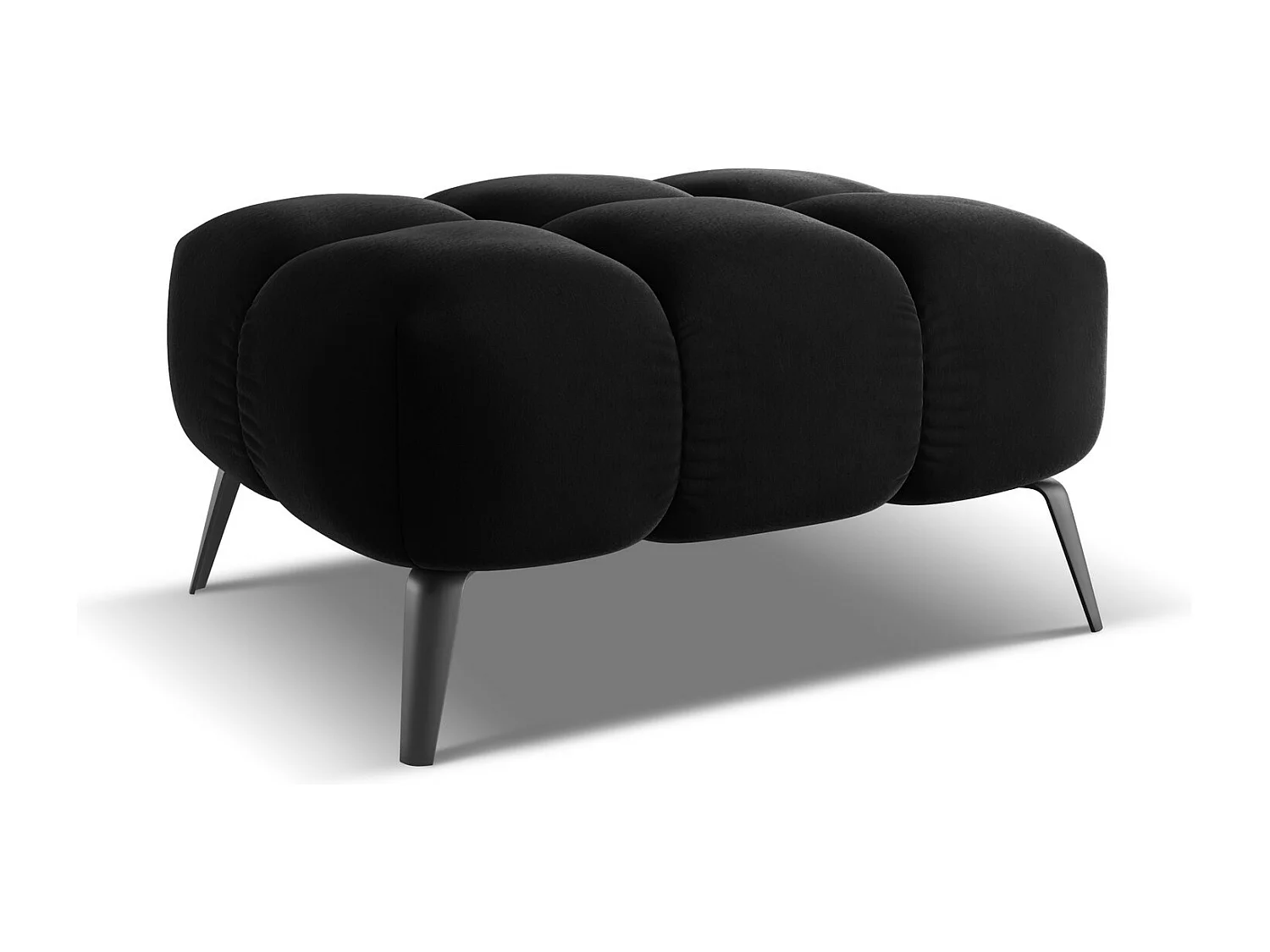 Pouf en velours - noir - NALU