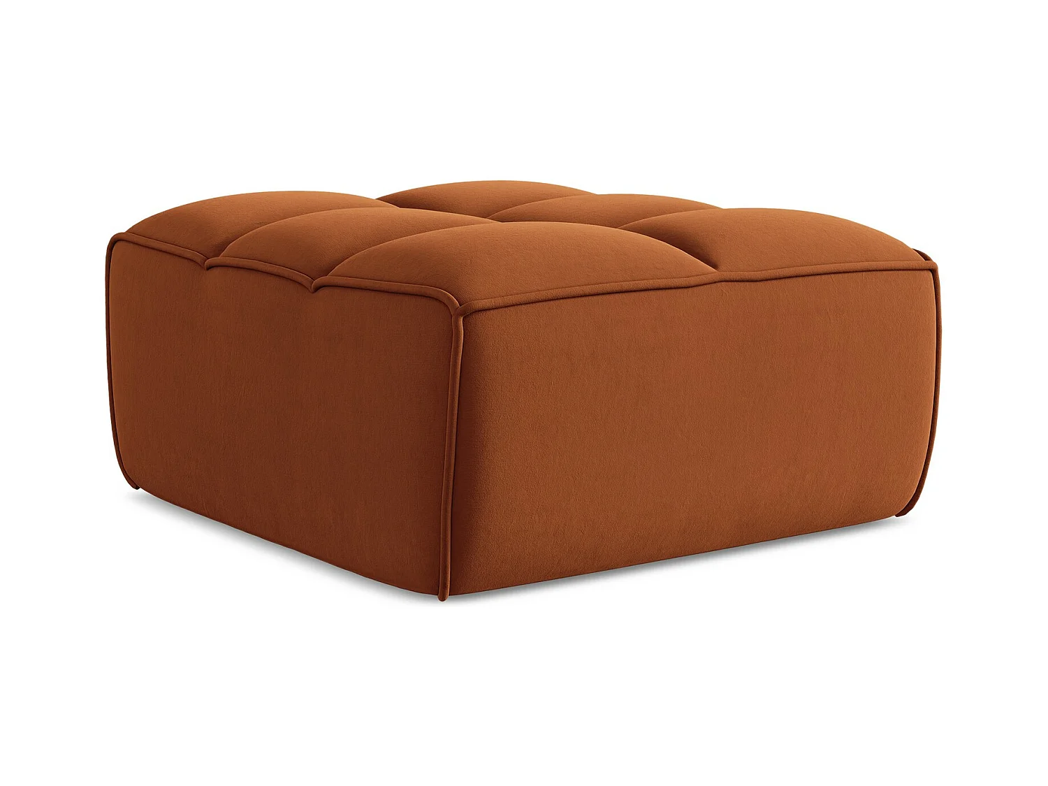 Pouf en velours - terre cuite - KALAI