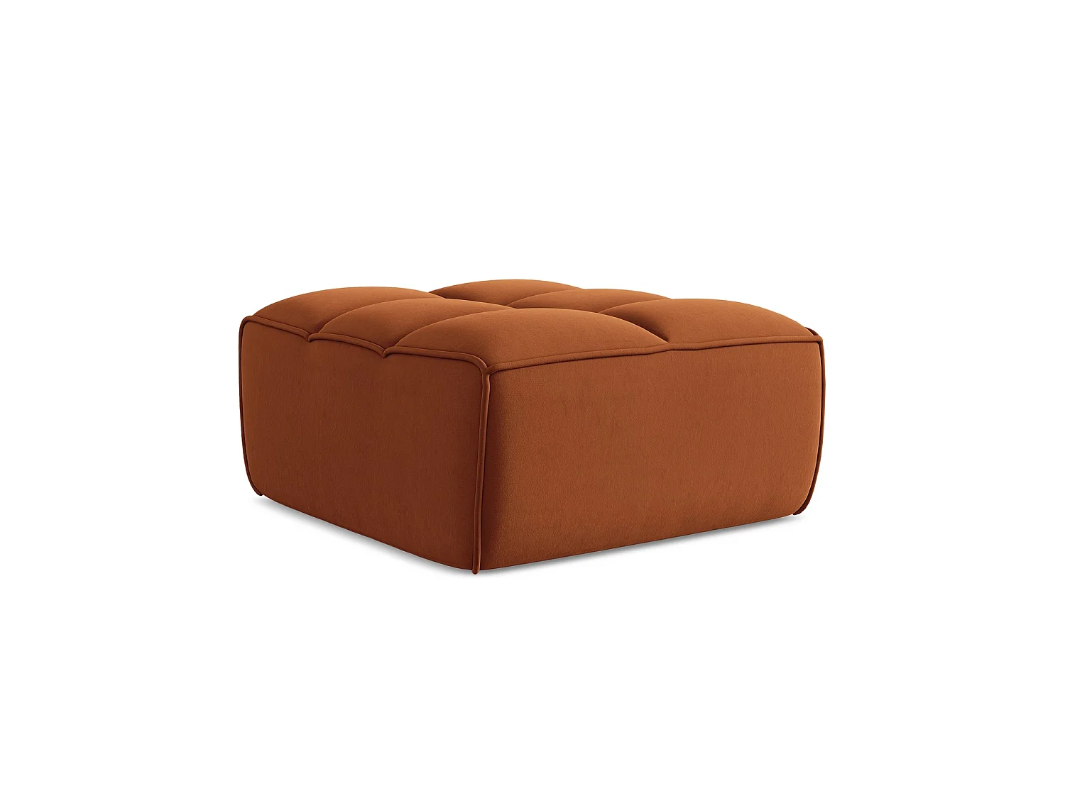 Pouf en velours - terre cuite - BELLUNO