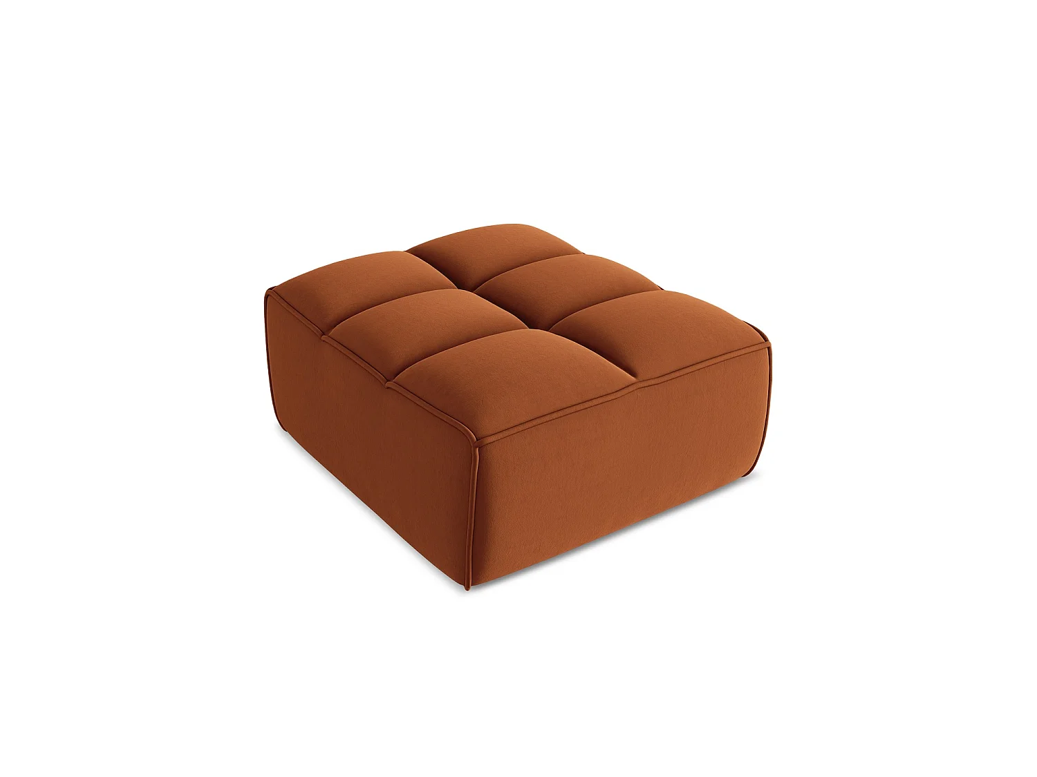 Pouf en velours - terre cuite - BELLUNO