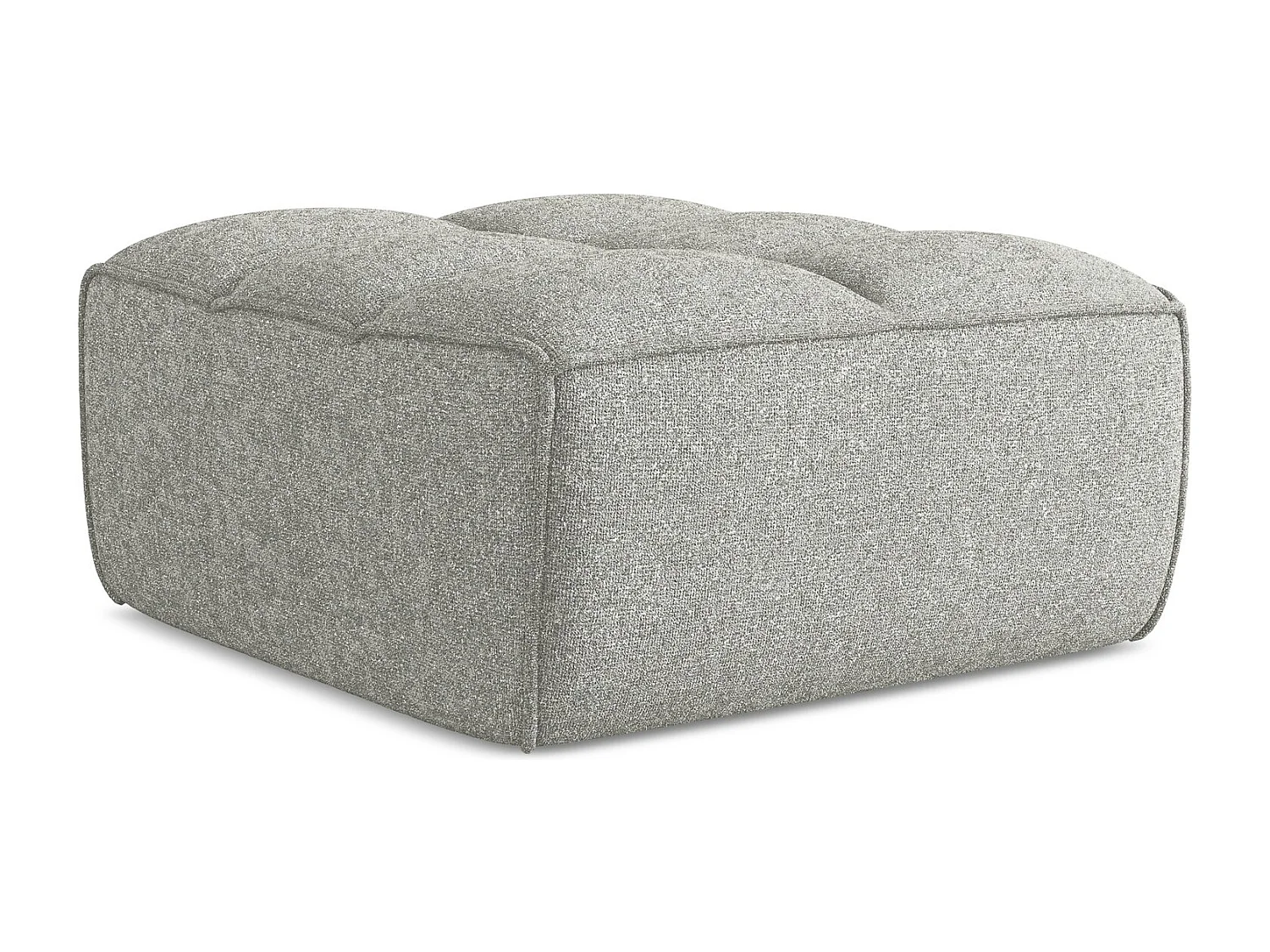 Pouf en tissu texturé - gris clair - KALAI