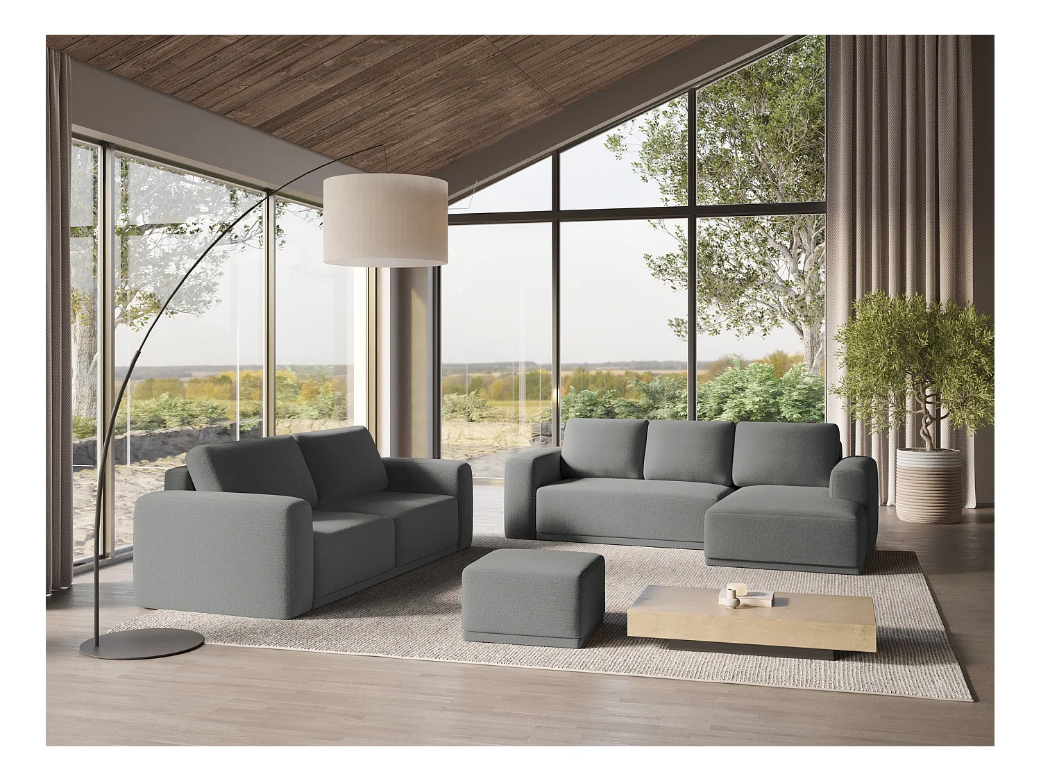 Pouf en tissu chenille - éléphant - KAILA