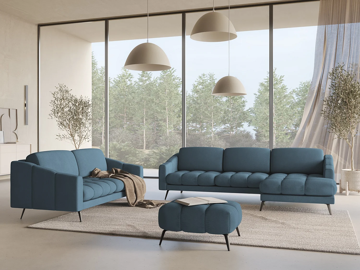 Puf de tela chenilla vaqueros - NALU