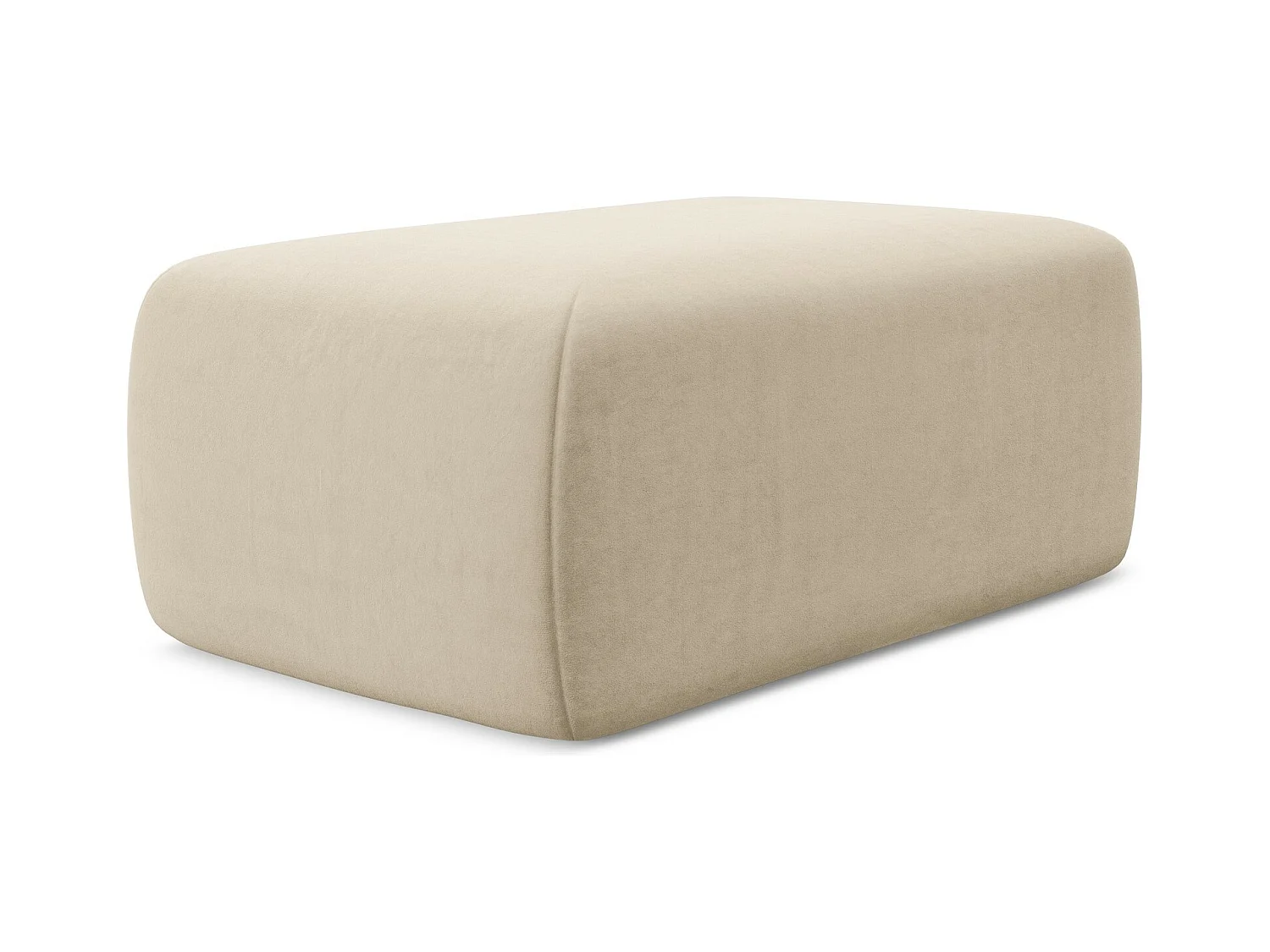 Poef van lichtbeige velours - NANEA