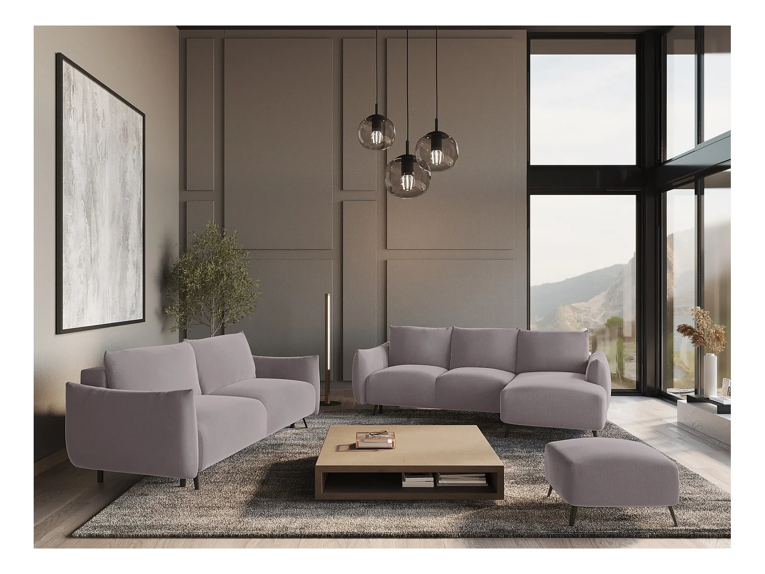 Poef van lavendel velours - MALIE