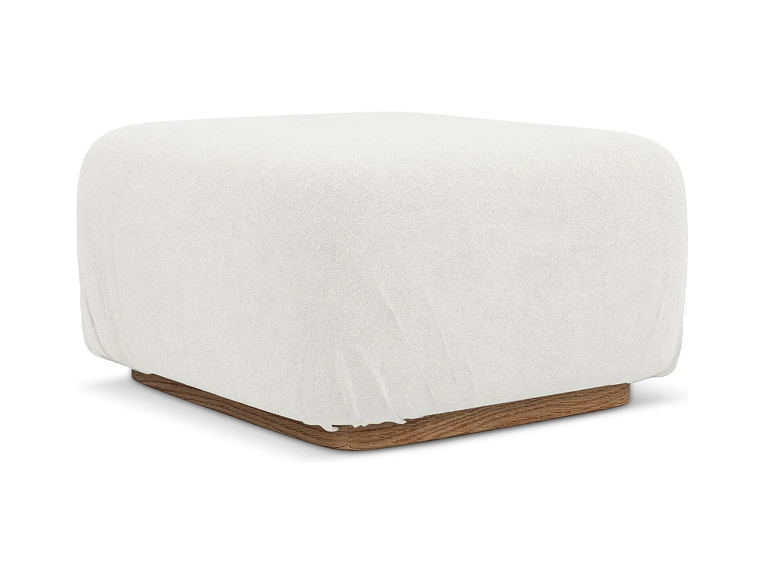 Pouf - Hocker - Bouclé - Weiß - AILANI