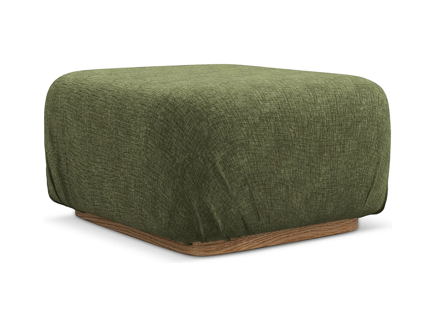 Pouf en tissu chenille - olive - AILANI