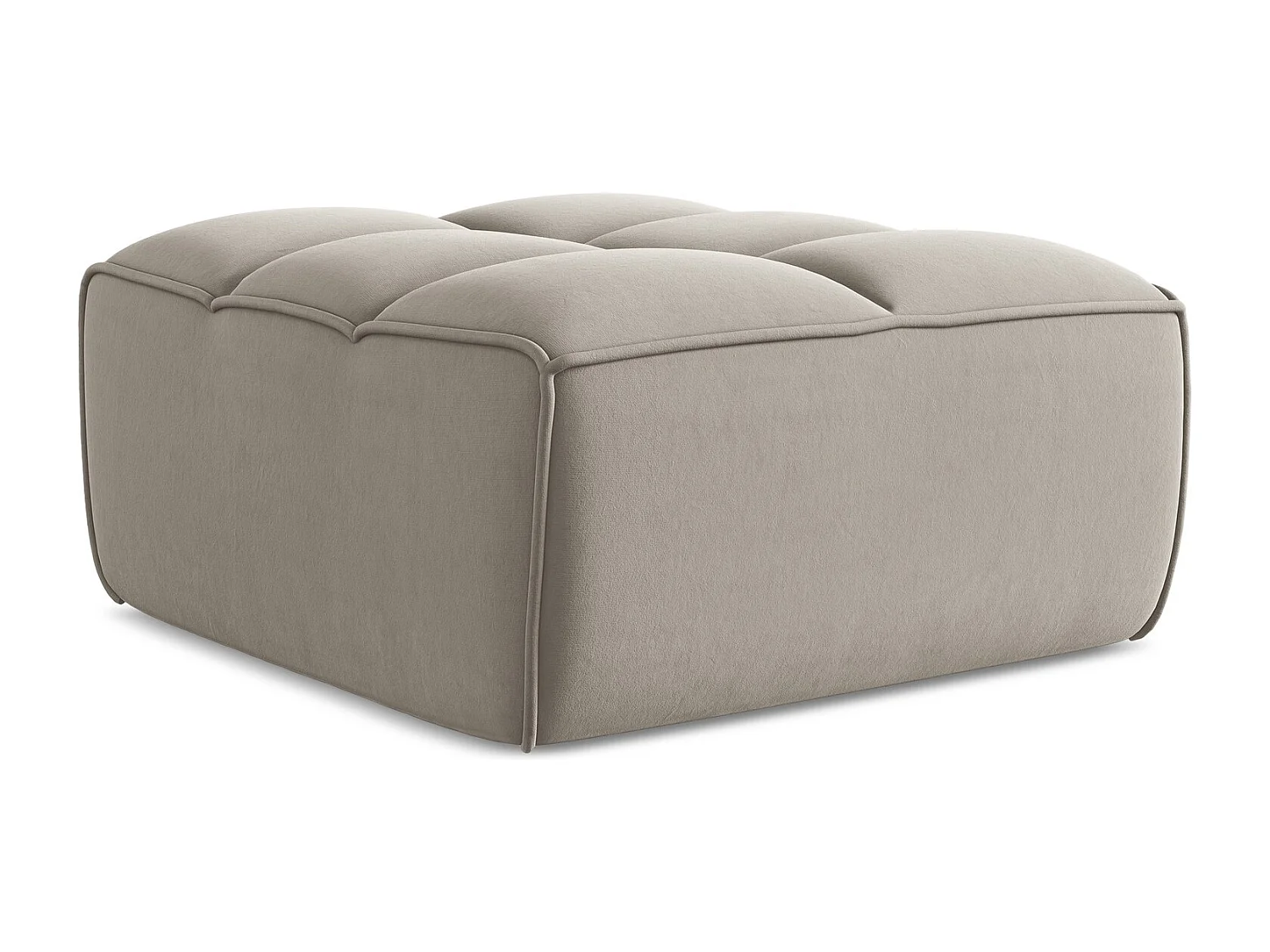 Pouf en velours - taupe - KALAI
