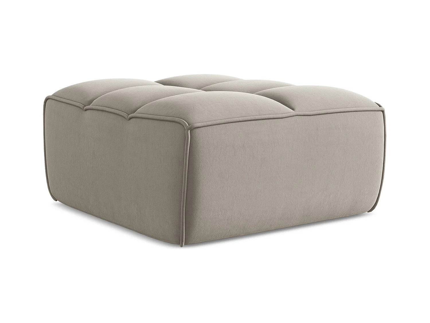 Pouf en velours - taupe - KALAI