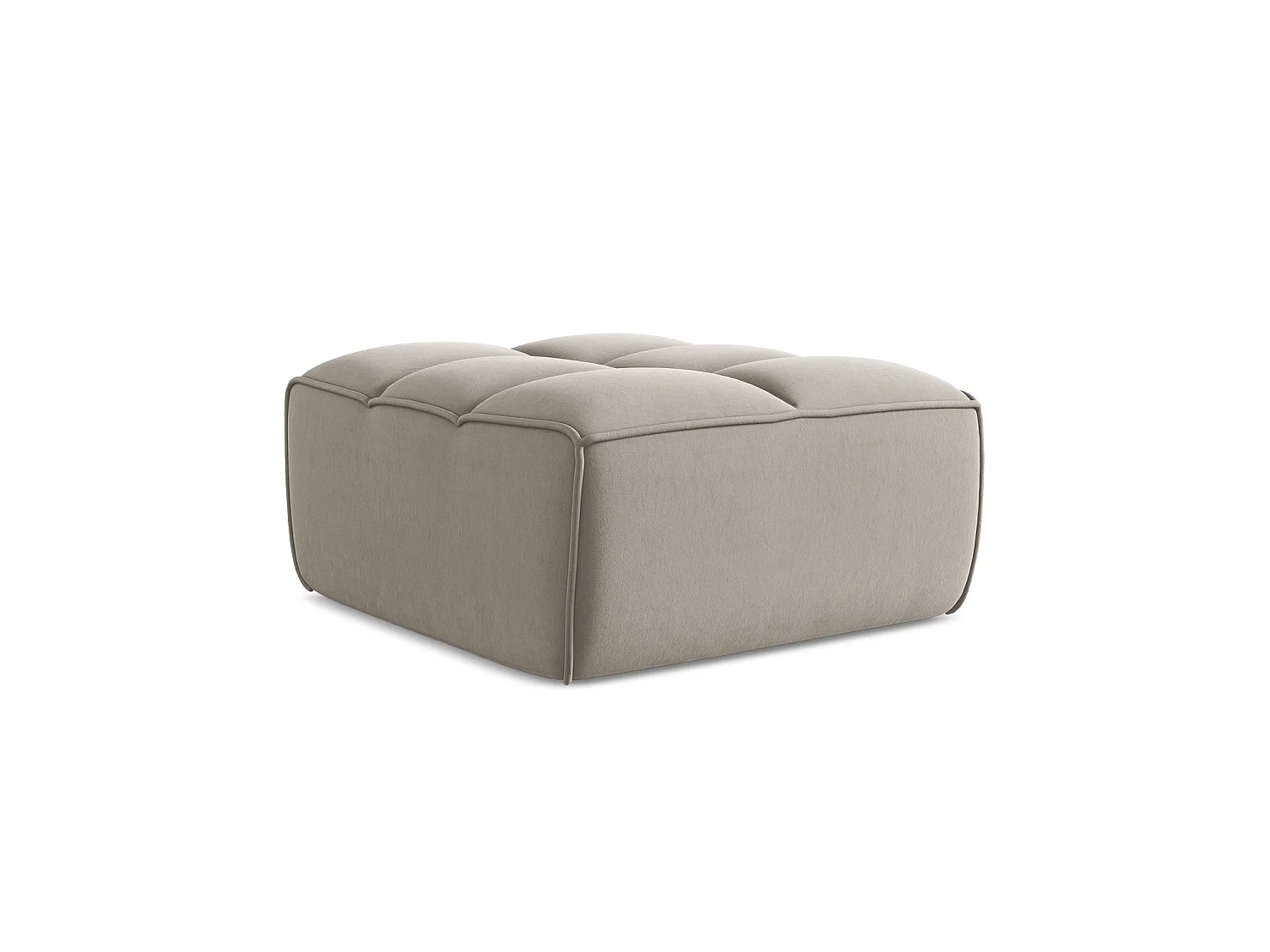 Poef van taupe velours - BELLUNO