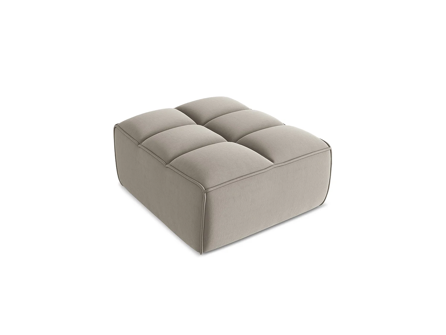 Poef van taupe velours - BELLUNO