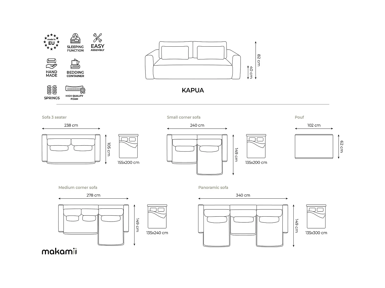 Pouf - Hocker - Strukturstoff - Grau - KAPUA
